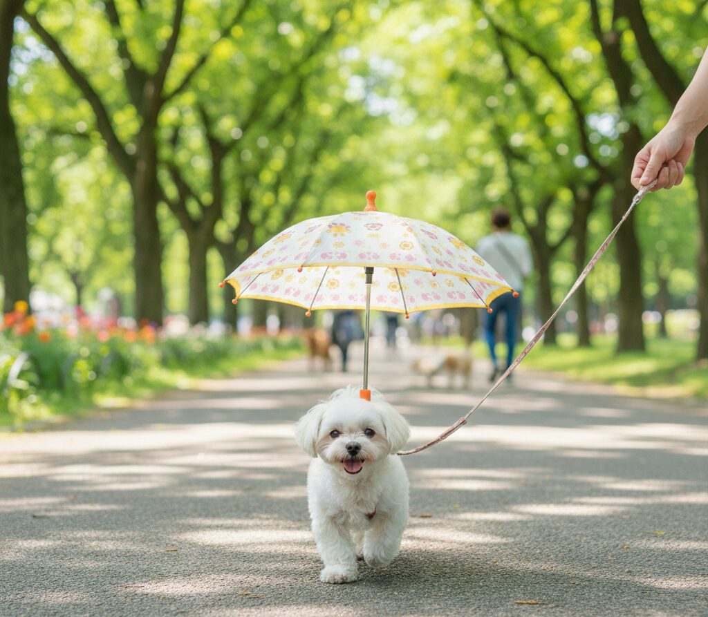 「日傘」は人だけのものじゃない？ペット用の日傘で散歩を快適に